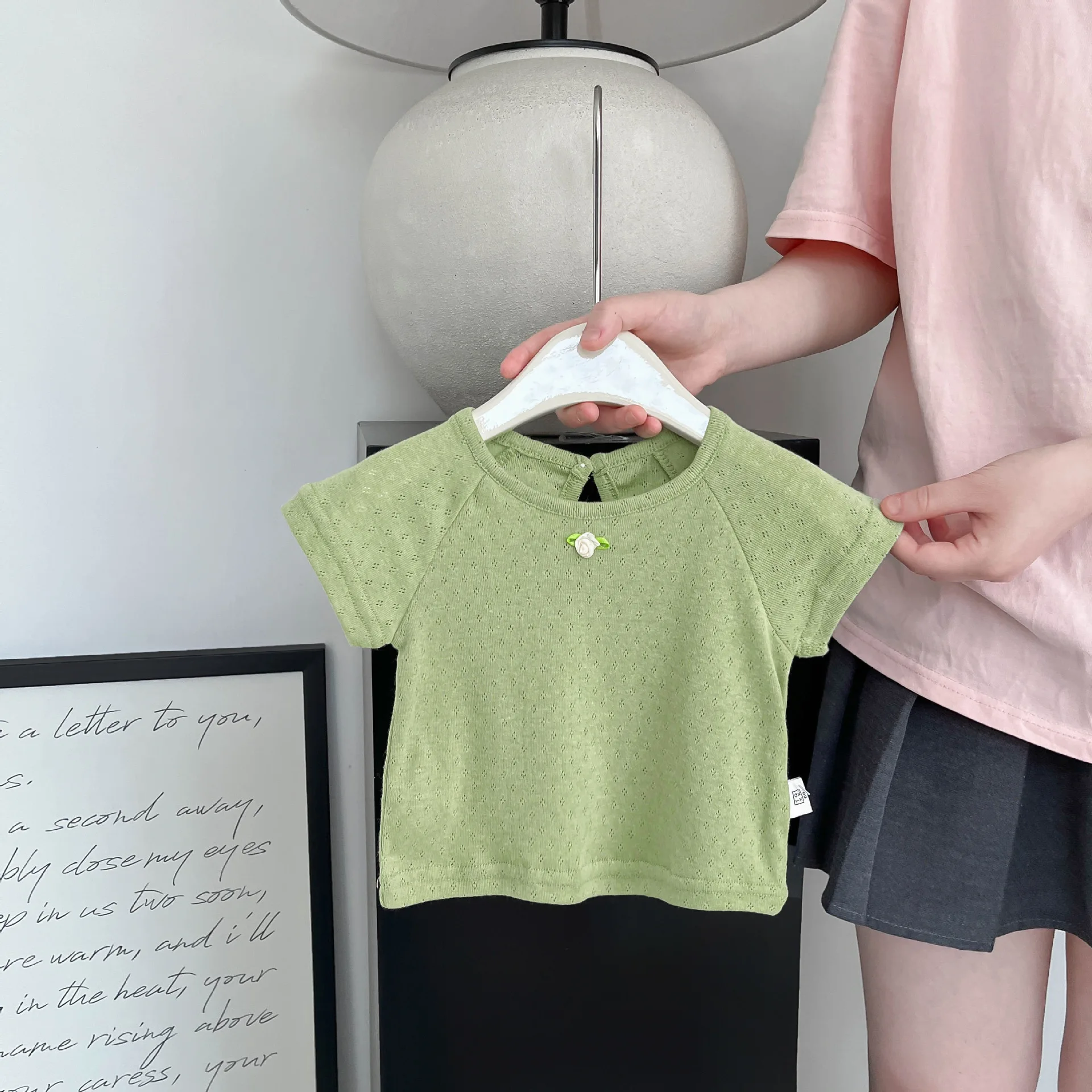 Baby Clothing Girls Short-sleeved T-shirt Summer 2024 New Fashionable Korean Style Thin Solid Color Comfortable Top T Shirt