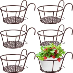 1PC Courtyard Balcony Flower Rack Home Garden Wrought Iron Flowerpot Rack Railing Succulent Radish Hanging Plant Bracket Support