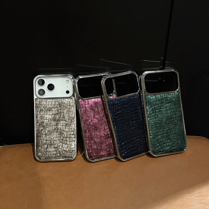 Funda de Teléfono de Lujo con Borde de TPU Suave y Patrón de Cocodrilo en Cuero PU para iPhone 17 Pro Max 15 13 12 14 16 Pro Max