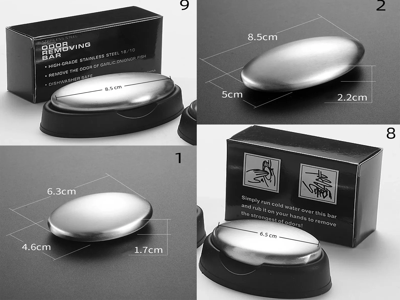 

Stainless Steel Soap Odor Remover Bar Kitchen Gadget for Fish Cleaner Onion Garlic Strong Scent Removal from Hands And Skin