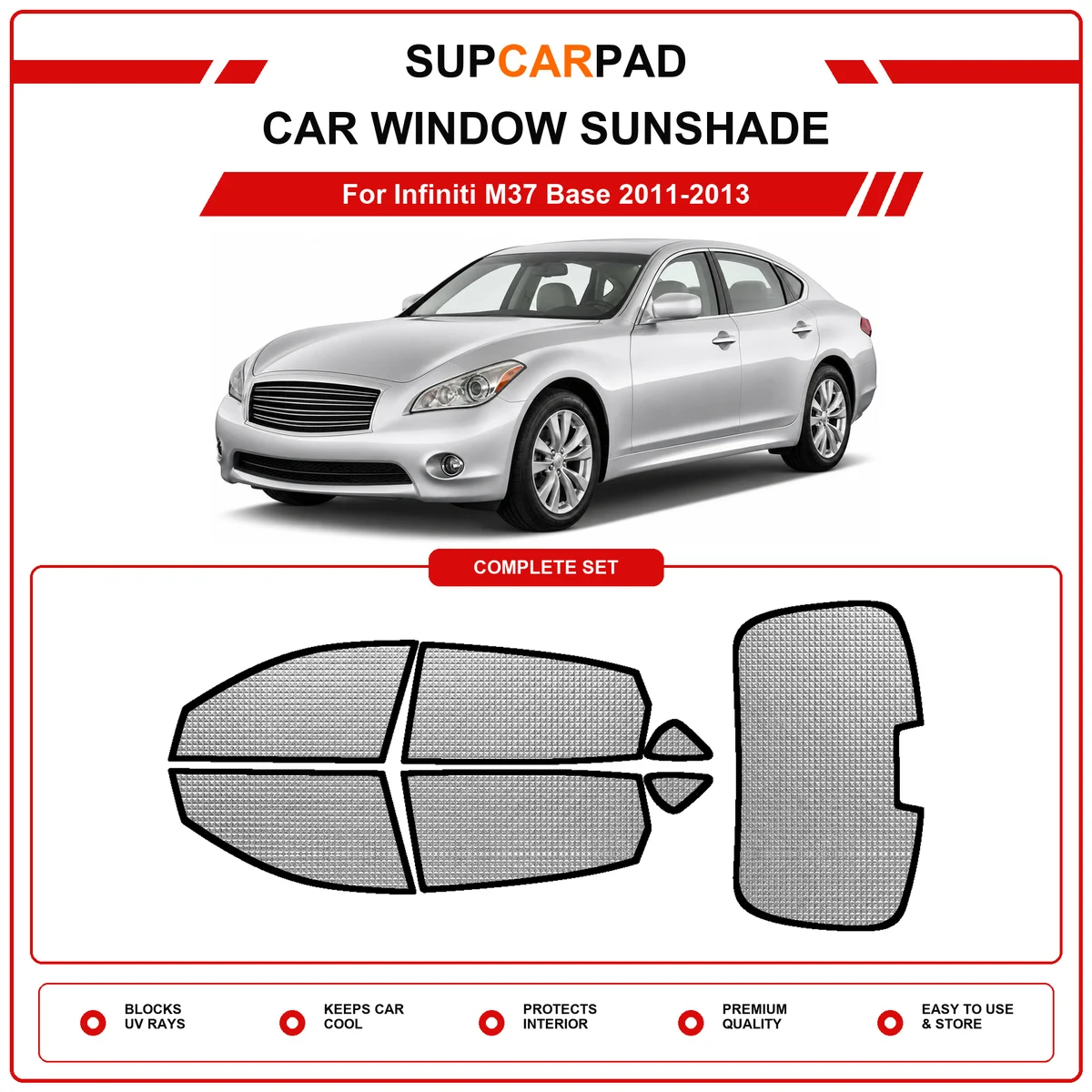 For Infiniti M37 Base 2011-2013 Pre‑Cut Auto Window Sunshade Anti‑UV Car Sun Visor Protector