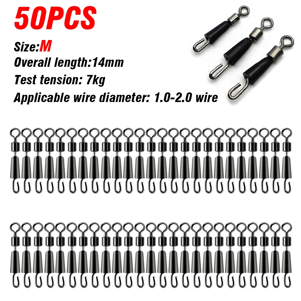 30/50Pcs Angeln Lager Wirbel Kugellager Wirbel Solide Ringe Stecker Schnell Schnelle Link Locken Linie Spin Snap Tackle stecker