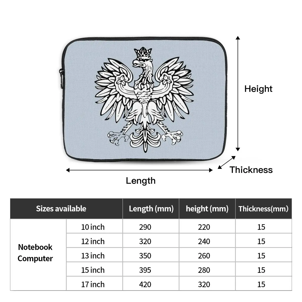 Polska Polish Eagle Notebook Laptop Bag Case Pouch Notebook Sleeve Cover Bag Tablet Shockproof Case Bag