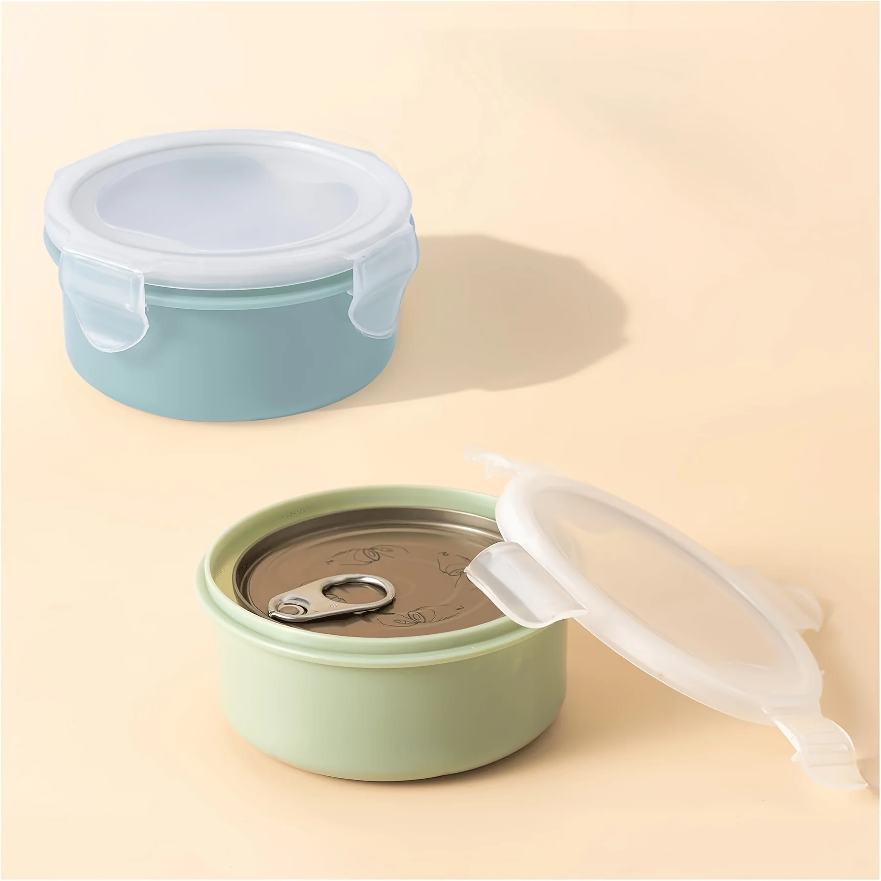 1pc Cat Food Container for 5.5Oz Cans – Snug Snap Lids, Locks in Moisture & Blocks Odors, Controls Fridge Odor