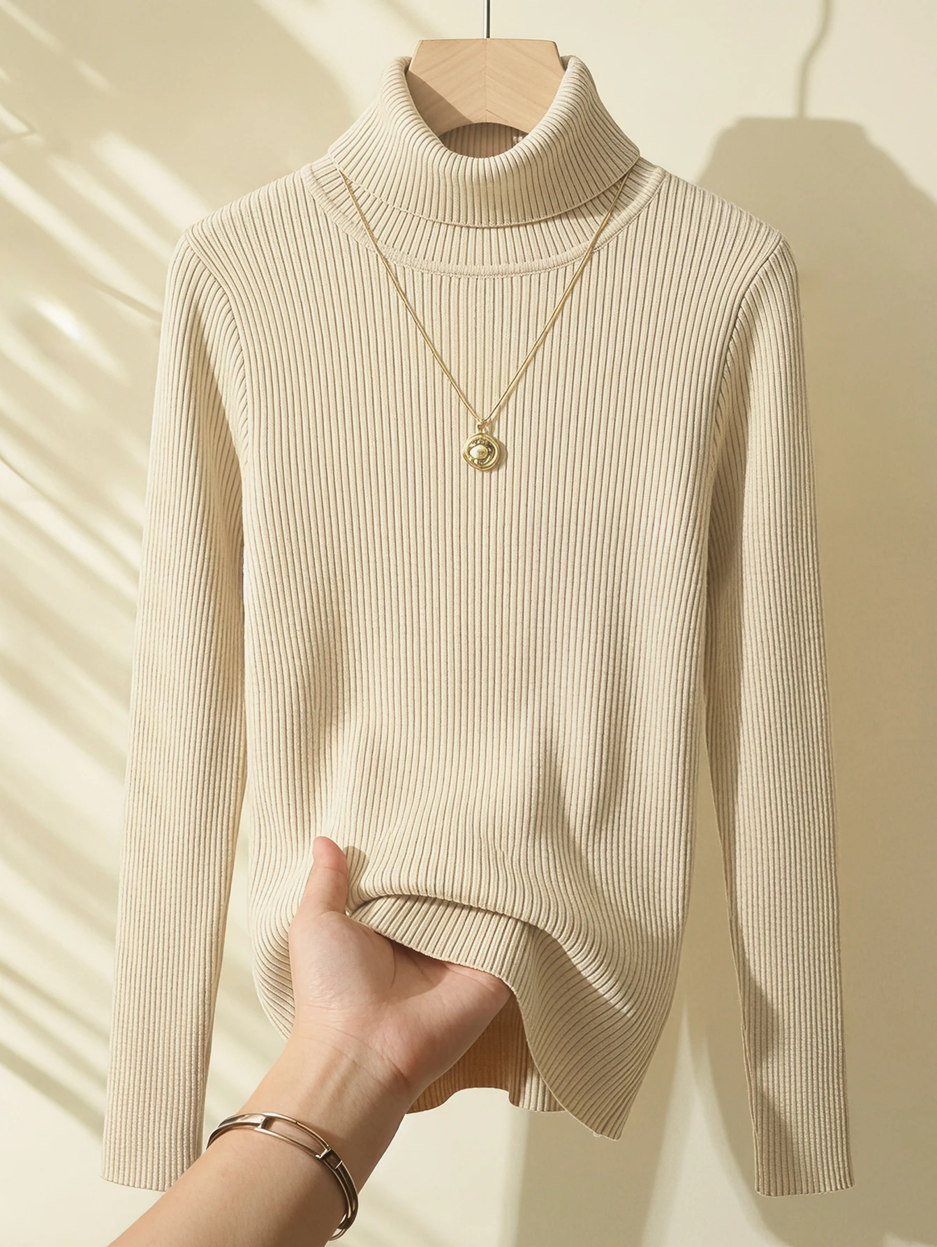 

Women's Slim-Fit Long-Sleeve Base Layer — High-Neck Undershirt | Lightweight, Basic Thermal Innerwear