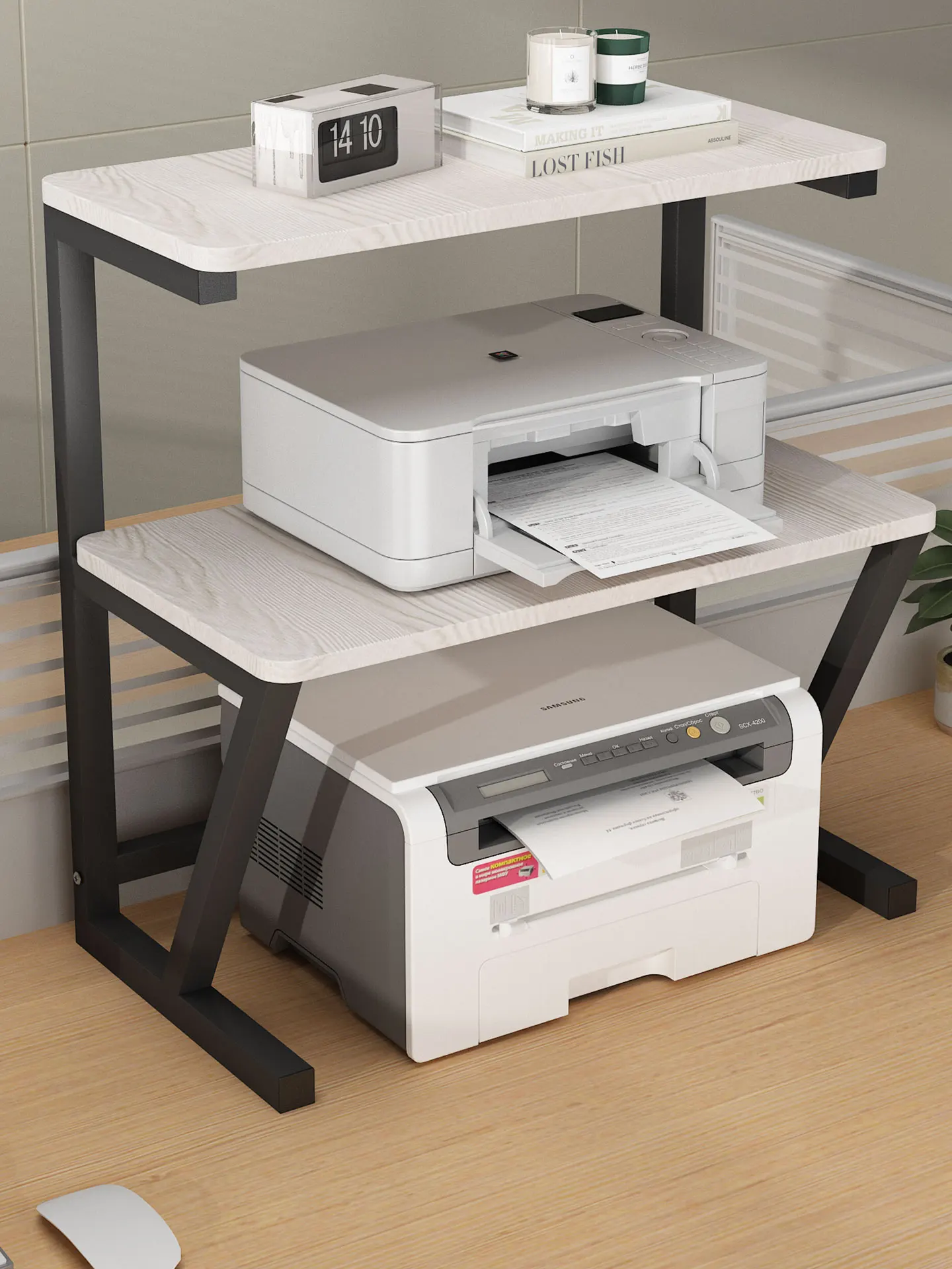 support-d'imprimante-de-cuisine-en-acier-epaissi-support-de-placement-de-copieur-de-bureau-a-domicile-etagere-de-rangement-multifonction-moderne-et-simple
