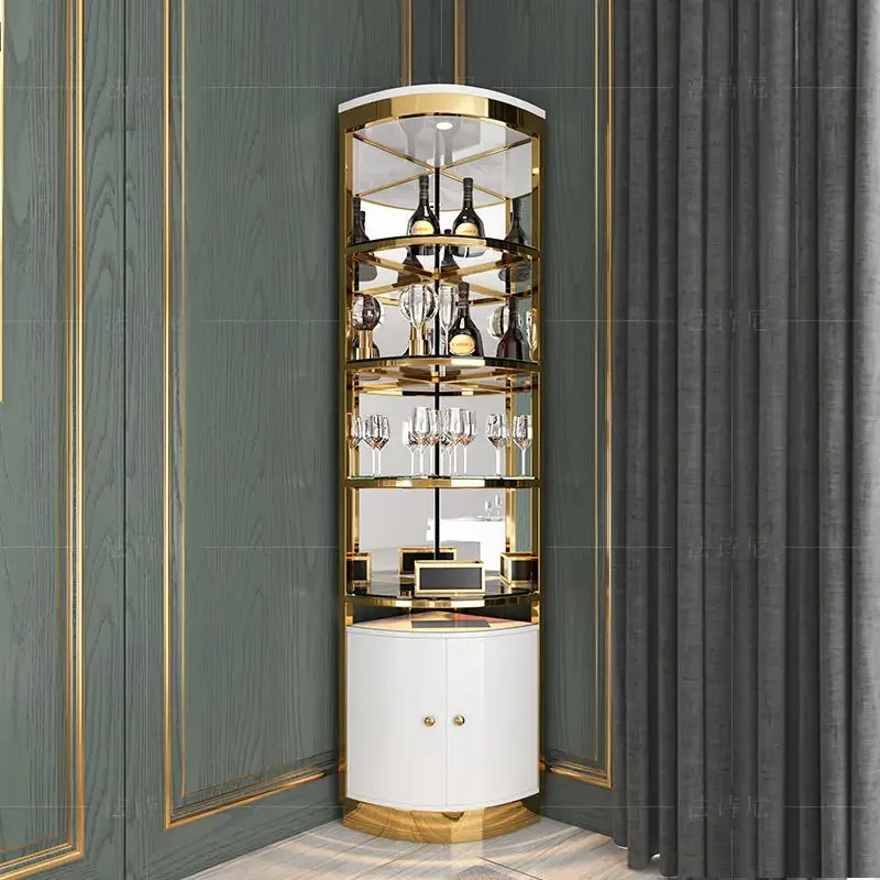 New Arrival Stainless Steel Customized Wine Rack Display Sideboard Cabinet Glass Opening