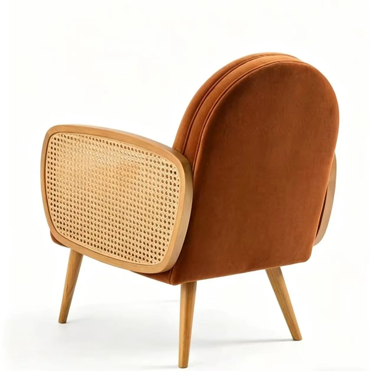 #Nordic Retro Living Room Furniture Luxury Solid Ash Wood Rattan Customize Fabric Color Leisure Chair for Living Room