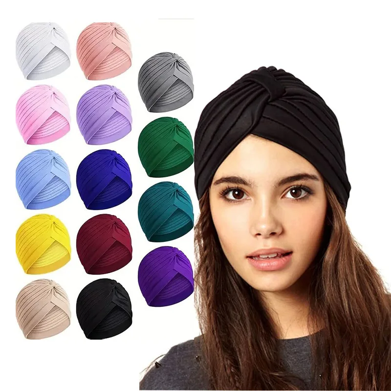 Эластичный тюрбан с узлом, банданы, женский платок, капот, мусульманский хиджаб, индийские шапки, женская химиотерапия, однотонная повязка на голову для взрослых Эластичный тюрбан с узлом, банданы, женский платок, капот, мусульманский хиджаб, индийские шапки, женская химиотерапия, однотонная повязка на голову для взрослых