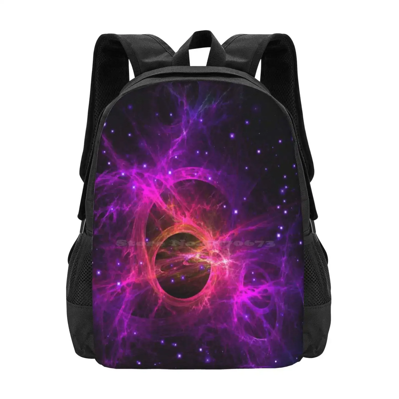 

Black Hole In The Galaxy Hot Sale Schoolbag Backpack Fashion Bags Black Hole Galaxy Stars Universe Fractal Purple Neon Bright