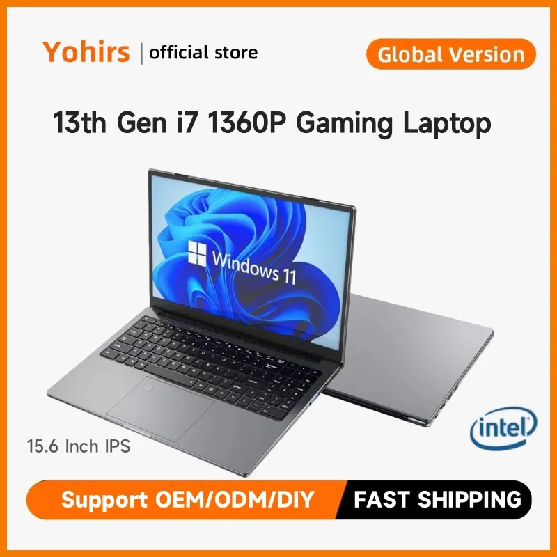 Yohirs 15.6 Inch IPS Gaming Laptop 13th Gen I7 1360P 1260P FHD 32G DDR4 2TB NVMe Fingerprint Ultrabook Notebook Window11