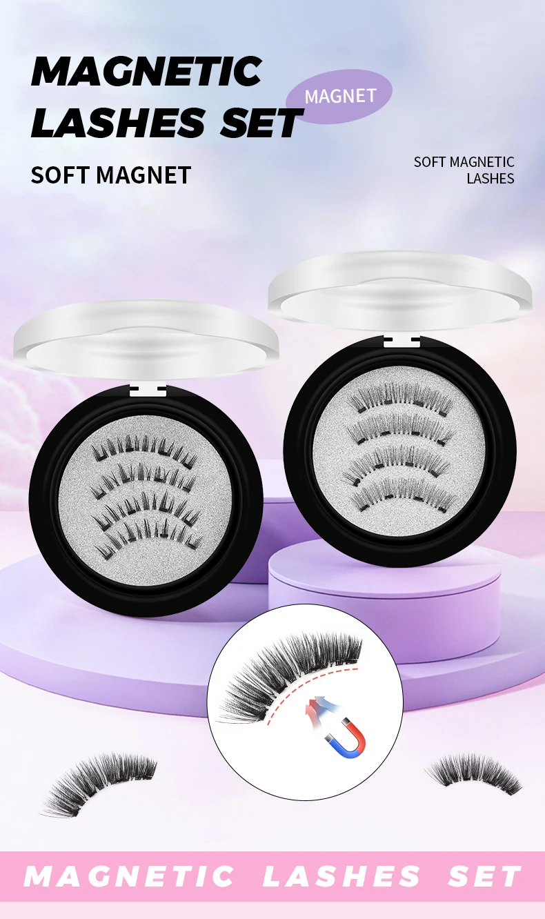 DINGSEN 1 Set Magnetische Wimpern 3D Natürliche Falsche Wimpern Wiederverwendbares Magnet-Clip-Set Wimpernverlängerung Make-up Pinzette Wimpernset – Detail 1