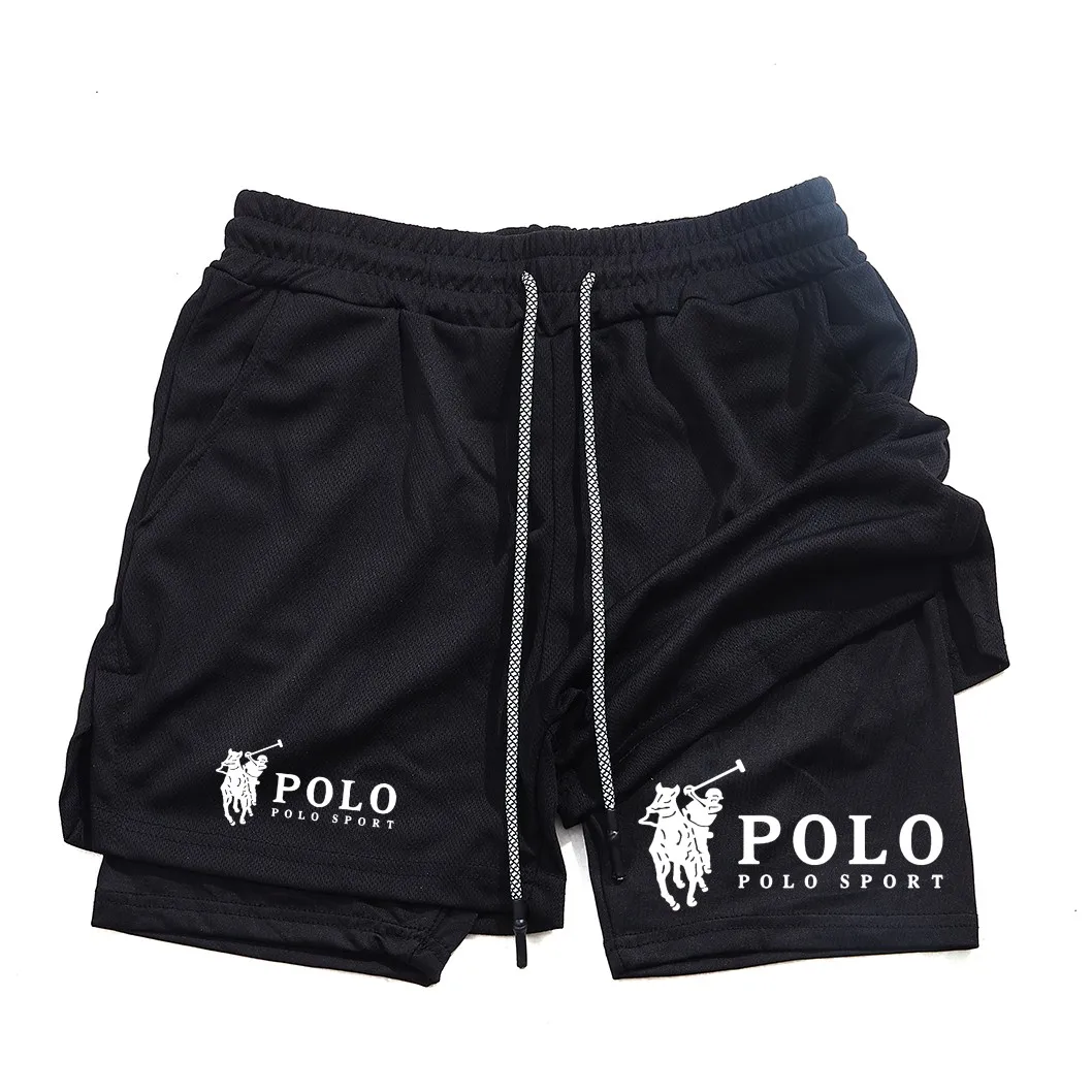 

Men's printed fitness shorts, double-layer 2-in-1 quick drying fitness outdoor leisure training sports shorts