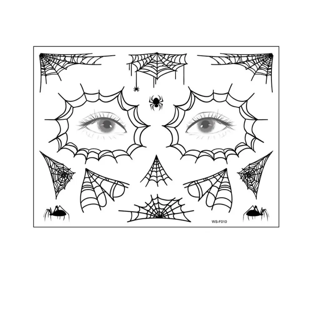 12Sheets Waterproof Spider Web Face Patch Halloween DIY Halloween Scary Tattoo Body Art Decals Cobwebs Cosplay Props