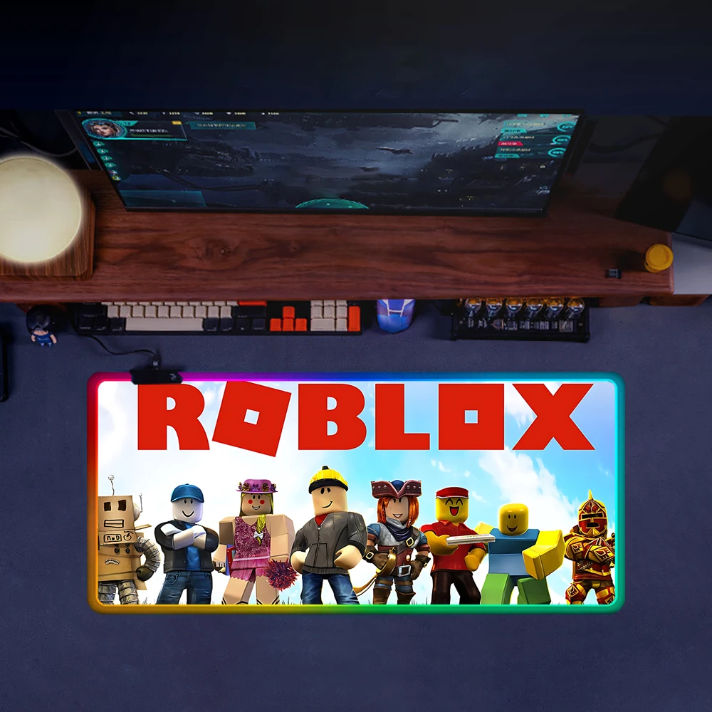 

Game R-Robloxes RGB Pc Gamer Keyboard Mouse Pad Mousepad LED Glowing Mouse Mats Rubber Gaming Computer Mausepad