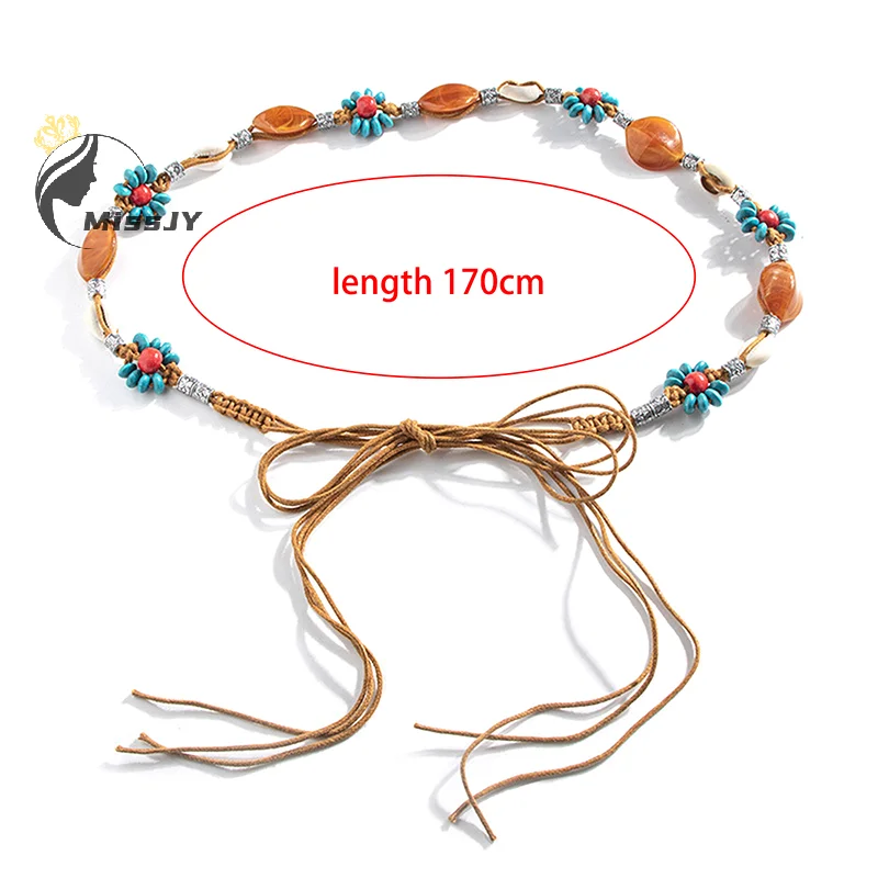 สไตล์โบฮีเมียนทอเชือกเอวสไตล์ชาติพันธุ์ลูกปัดเข็มขัดผู้หญิงสบายๆสไตล์เชือกเอวเสื้อผ้าอุปกรณ์เสริมของขวัญ