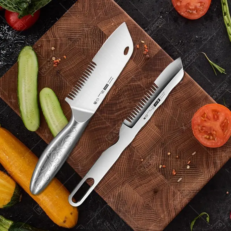 Cortador de Verduras y Frutas de Acero Inoxidable, Rebanador de Cebolla Verde, Cortador de Pepino y Zanahoria, Cuchillo Picador de Cebolla