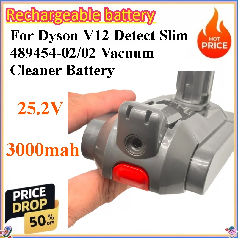 3000mah 25.2v Battery for Dyson V12 Detect Slim 489454-02/02 Vacuum Cleaner Battery