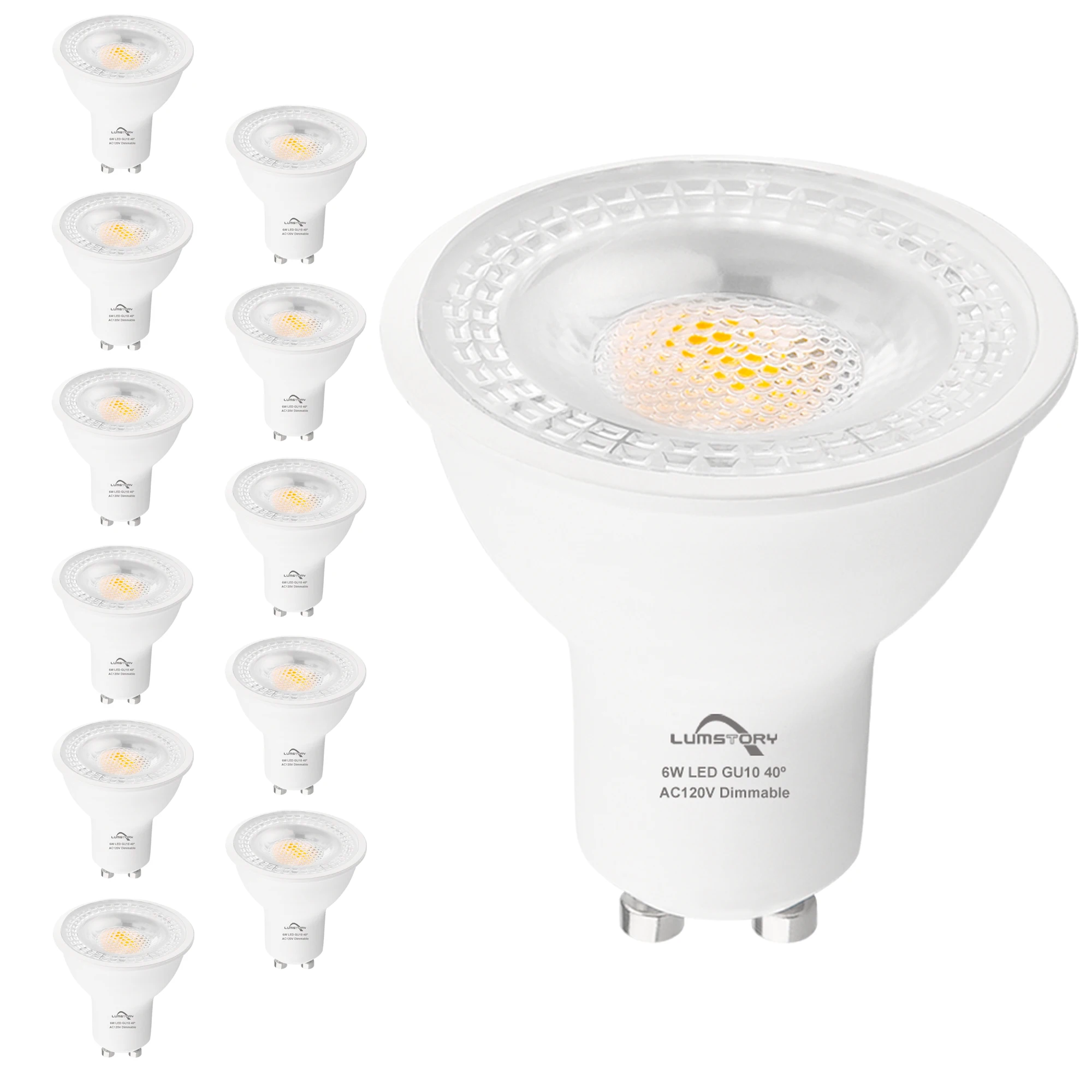 Lampadina LED GU10 3000K/5000K bianco caldo/bianco diurno, Base GU10 dimmerabile lampadina Spot a due punte 6W 600LM, confezione da 12