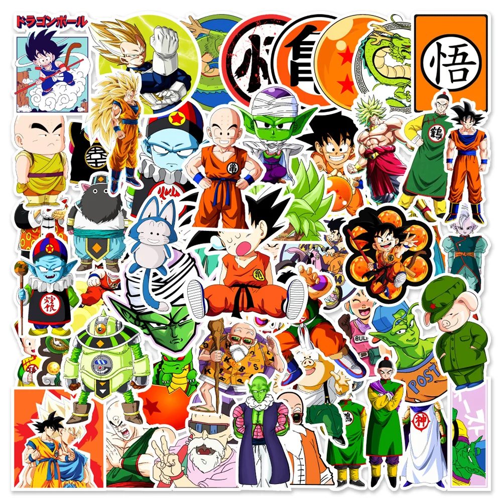 50pcs Anime Dragon Ball GOku Notebook Skateboard Suitcase Water Cup Car Sticker