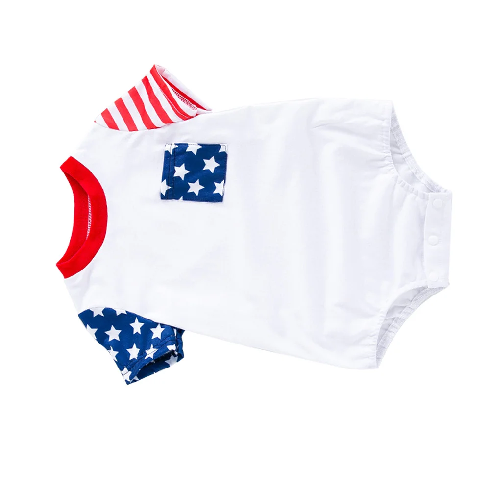 

Newborn Short Sleeve Romper Independence Day Printed Polyester One-Piece Baby Outfit For Infant Toddler Unisex Cute Cartoon