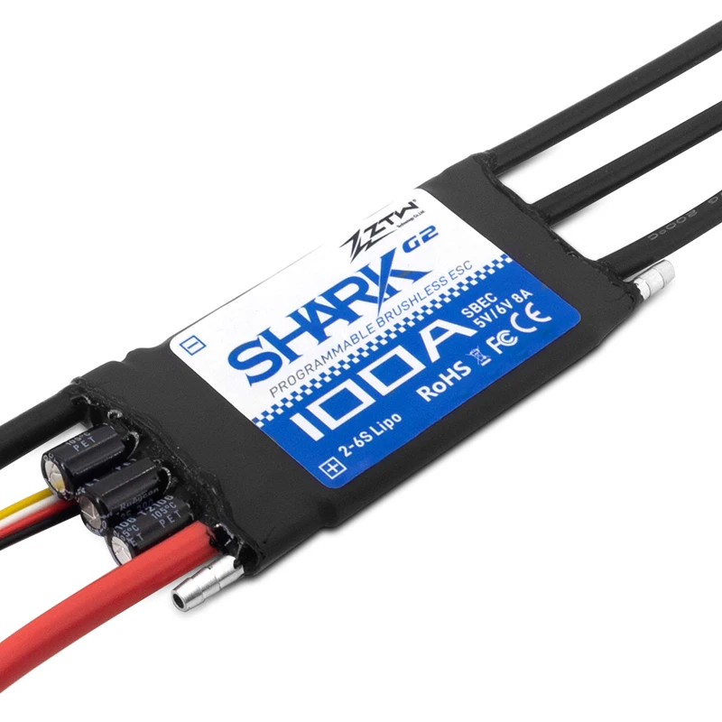 ZTW Shark G2 20A/30A/40A/50A/60A/80A/100A 2-4S/2-6S 32bit Watergekoelde Dual-way Waterdichte Borstelloze ESC