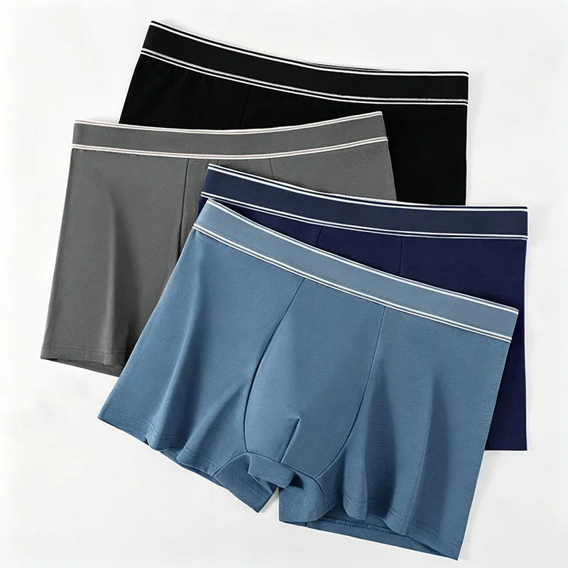 4PCS Men's Underwear Cotton Simple Comfortable Stretch Casual Daily Style Men's Underwear 4 Color Combination