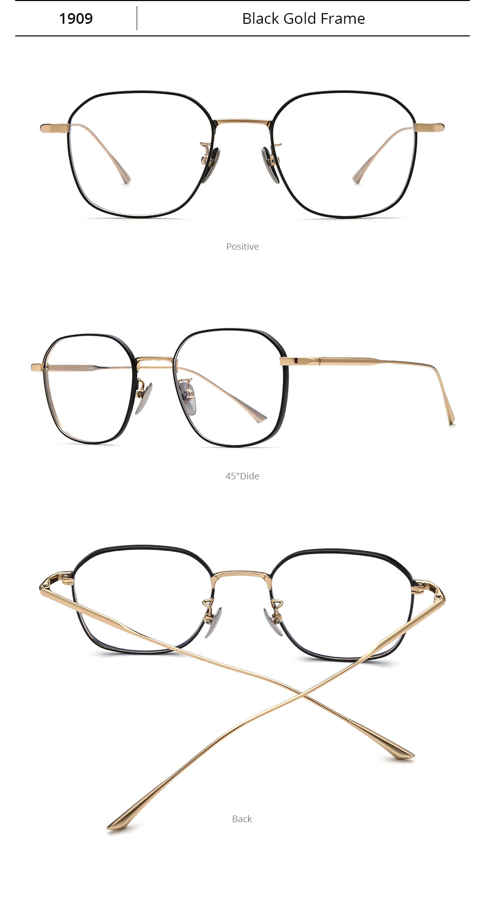 NIANZHEN Titanlegierung Brillengestell Herren Polygon Markendesign Brille Damen Ultraleichte Retro-Brille Brille 1909 – Detail 9