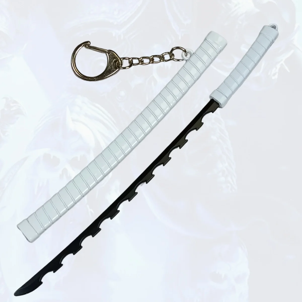 5,9 zoll Dämon Slayer Hashibira Inosuke Metall Katana Schwert Original Samurai Katana Säbel Ninja Messer Cosplay Zubehör Prop Spielzeug