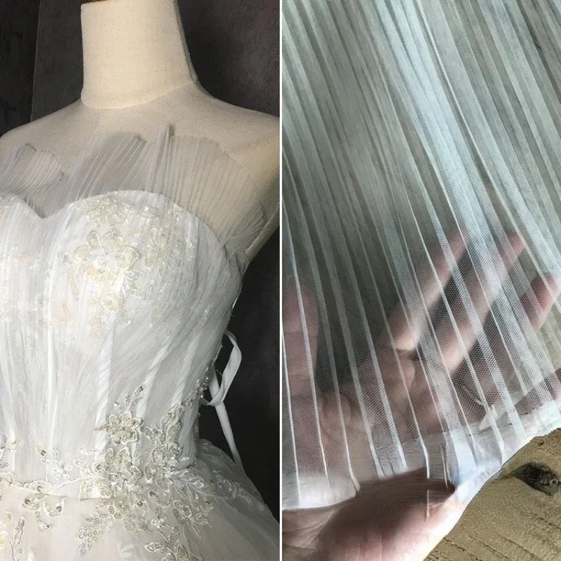 

Микротвердая сетчатая ткань, плиссированное свадебное платье, дизайнерская одежда, оптовая продажа, ткань для одежды, материал для шитья своими руками