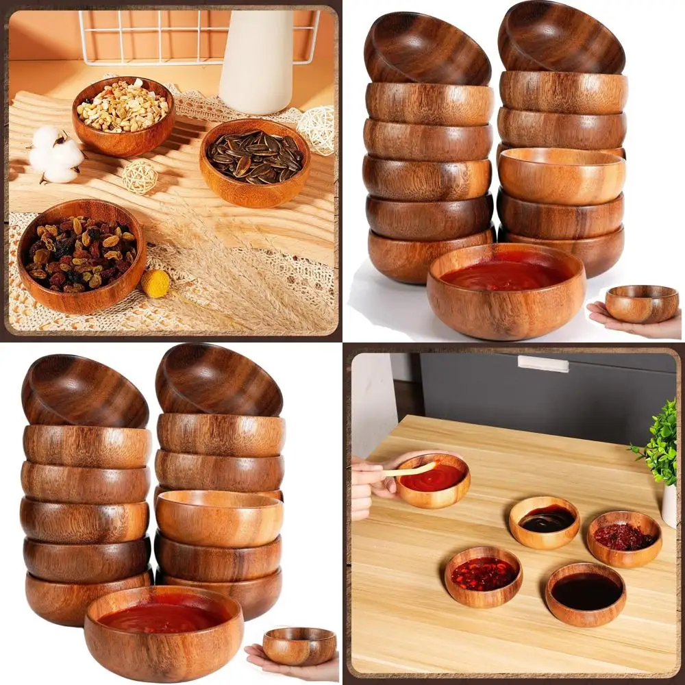 

Набор из 20 маленьких чаш из акации, 4 дюйма, ручная резьба, для подачи закусок, салатов и многого другого