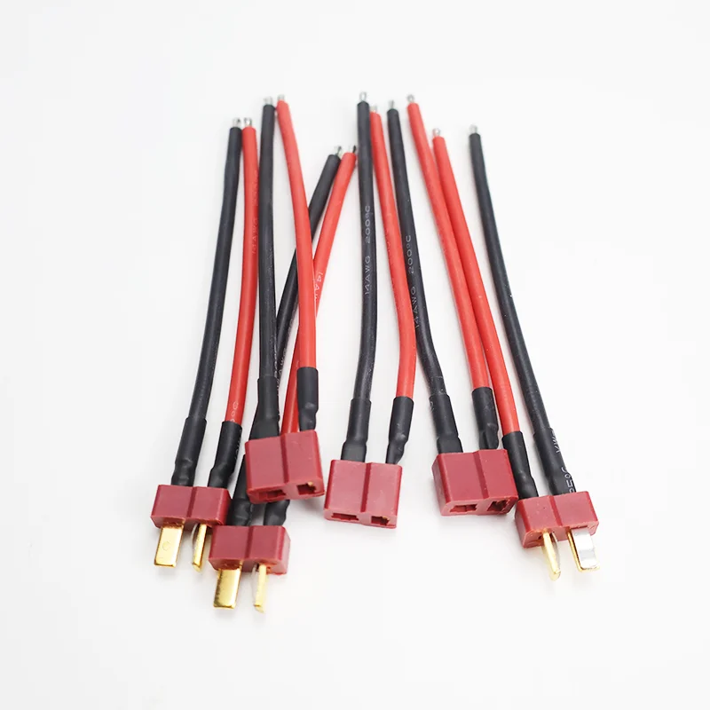 5 uds conector de clavija en T macho/hembra 10cm 14AWG Deans Cable Ultra Pigtail Cable de silicona suave para RC Hobby Quadcopter batería Lipo