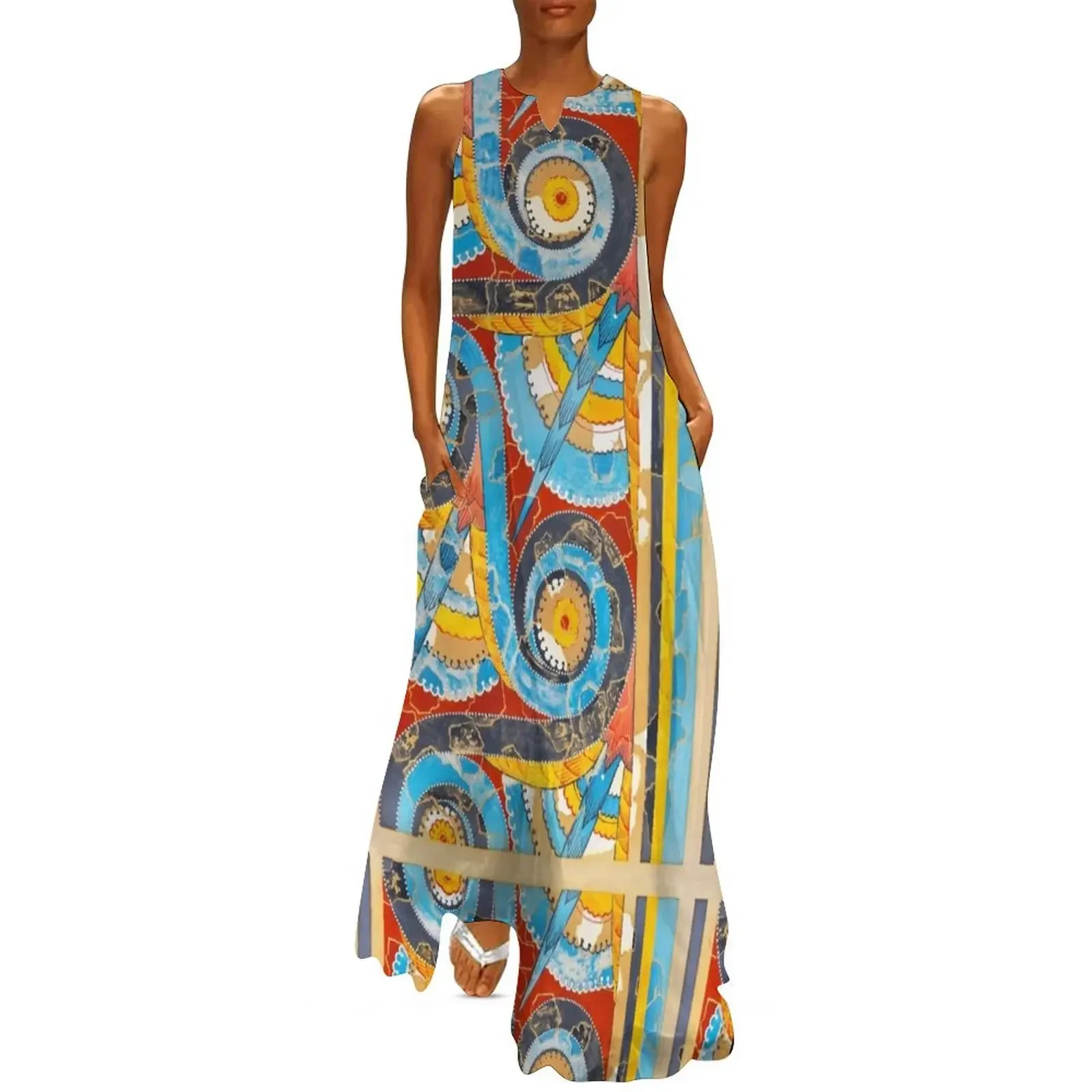 

Minoan Fresco spiral ca. 1400–1200 B.C Long Dress summer dress korean women dress for woman summer dresses