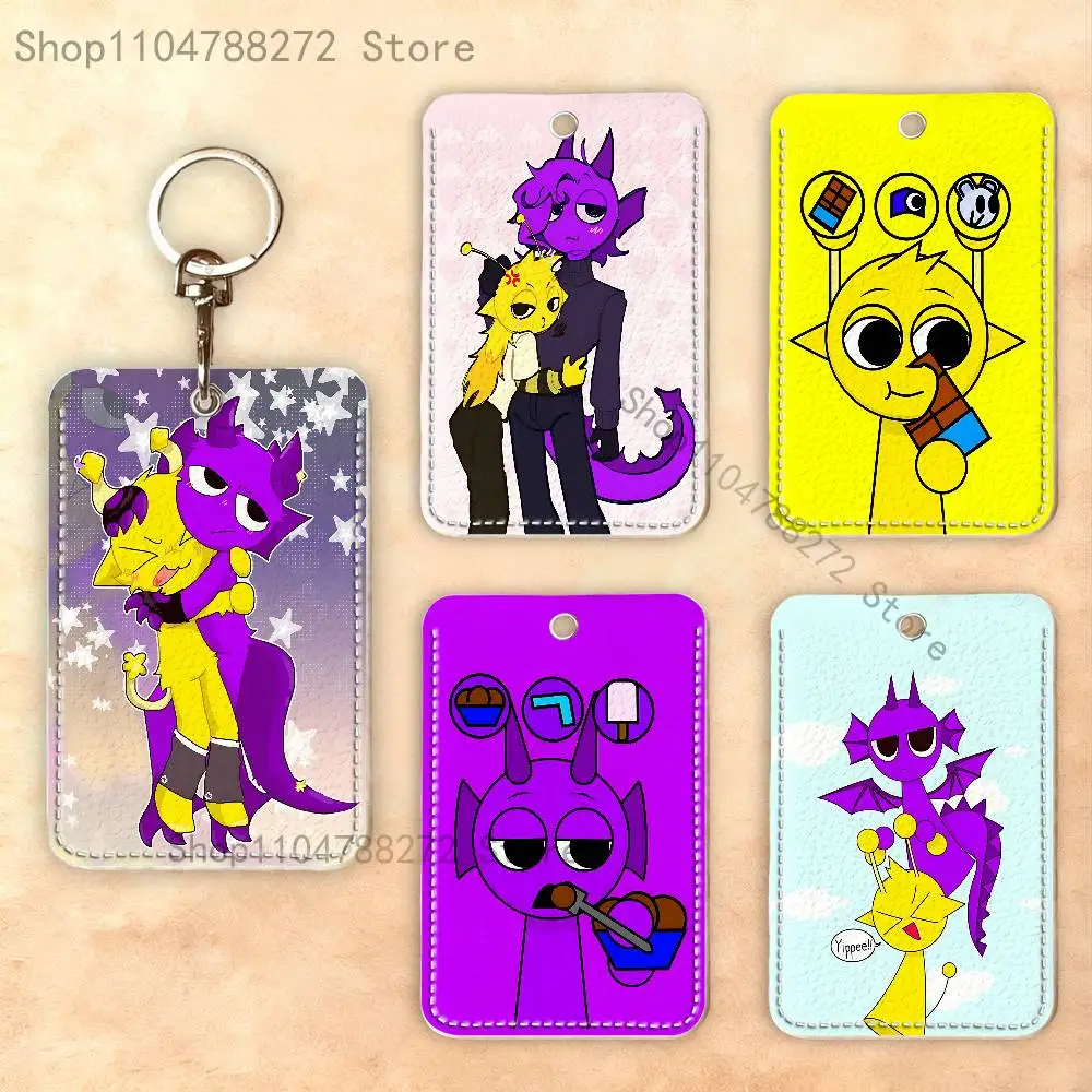 S-Simon and D-Durple Custom Access Card Case Leather Card Holder Keychain Key Ring Transportation Card Case Gifts