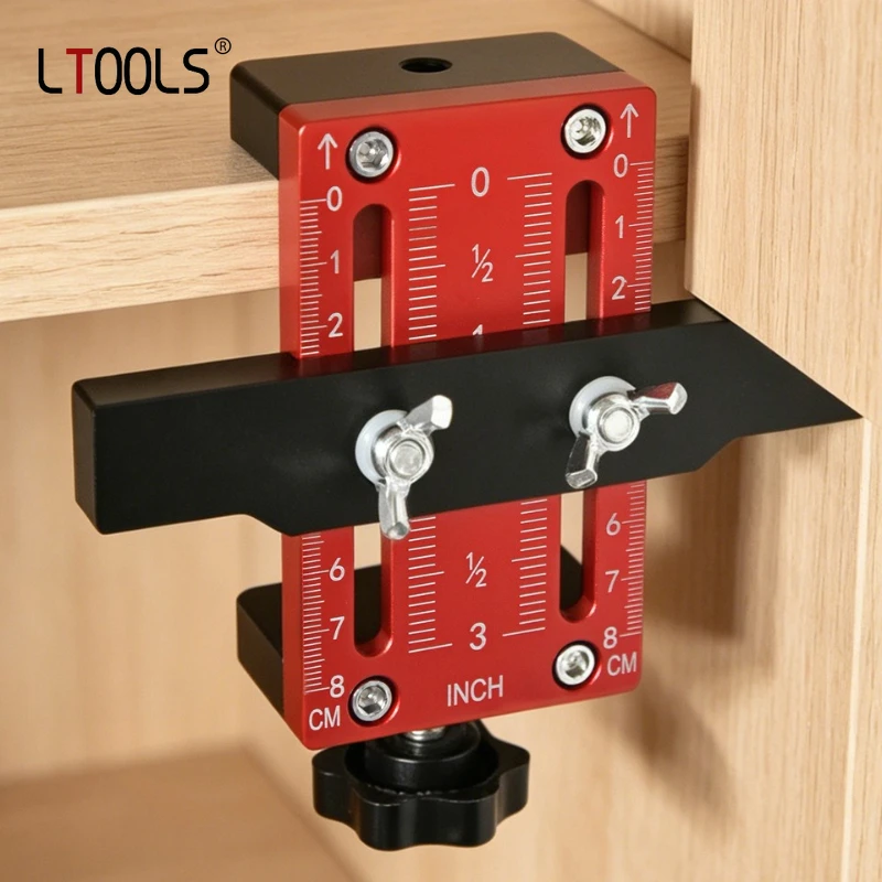 Adjustable Woodworking Cabinet Door Installation Jig - Precision Measurement Drilling Tool Manual Tool Kit for Home Renovation