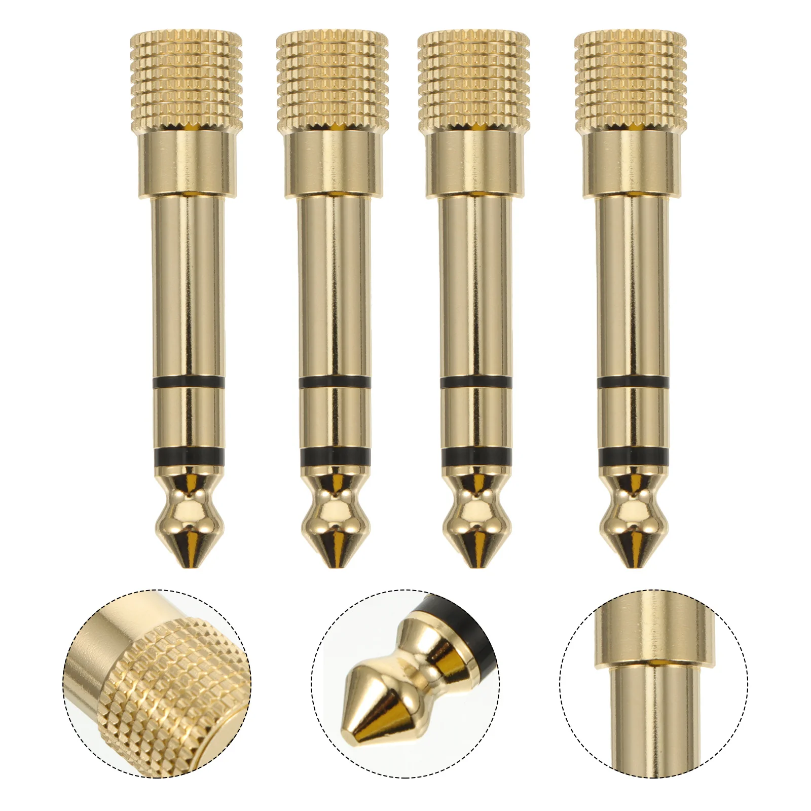 4 Pcs Gilded High Frequency Adapter Audio Jack Microphone Splitter Copper 35mm to 63mm Headphone