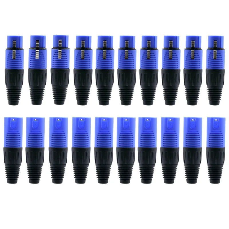 20pc Blue 3Pin XLR Connector Male Female Plug Plastic Shell Microphone Speaker XLR Socket Amplificador de audio Audiophile Video