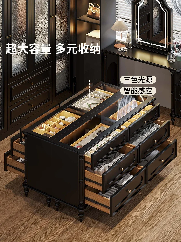 

Cloakroom Middle Island Cabinet Jewelry Display Cabinet American Retro Storage Bucket Island Platform French