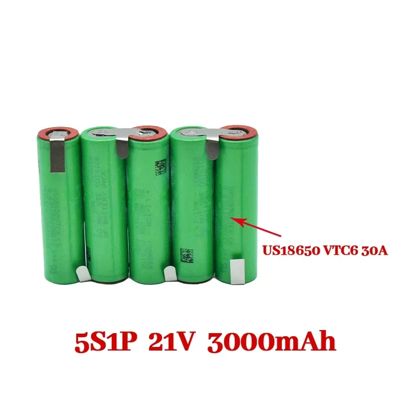 مفك براغي مخصص للبطارية ، وصلة سلسلة 12 فولت-21 فولت ، US18650VTC6 3000mAh-6000mAh ، 30A ، 18 فولت مفك براغي