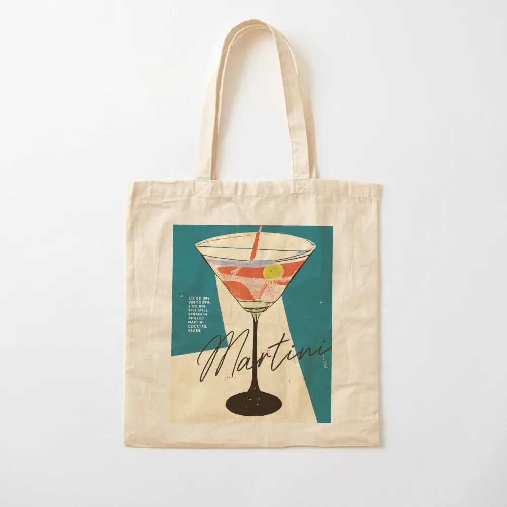 Martini Retro Cocktail Poster At Night Bar Prints, Vintage Drinks, Recipe, Wall Art Tote Bag Women's shopper bag Canvas Tote Bag