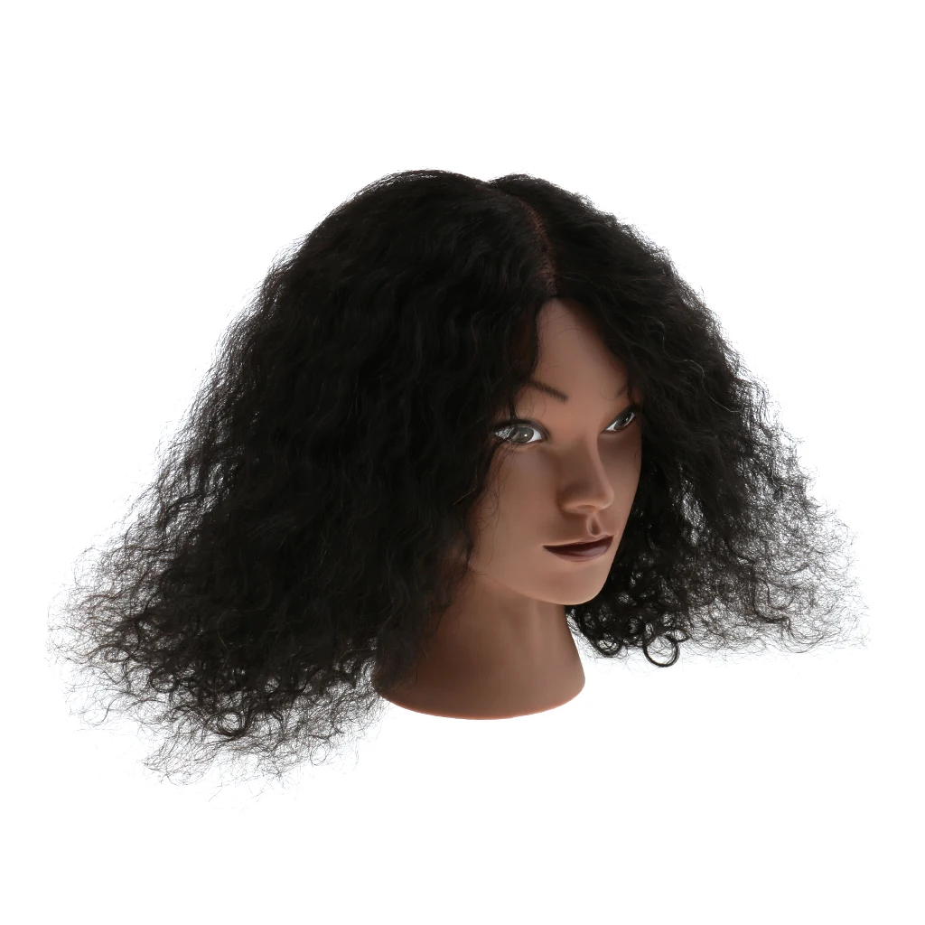 Hair Mannequin Head Silicone Mixed Hair Training Practice Tool Display Wig Head for Beauty School Salon Styling