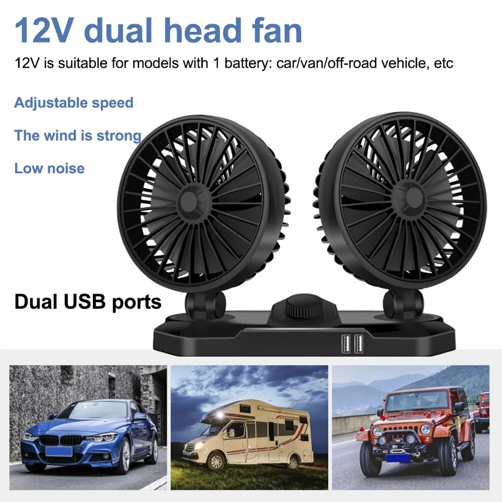 

12V 24V USB Car Cooling Fan Single Dual Head Adjustable Cooler Wind Regulation Home Summer Travel Car Accessories