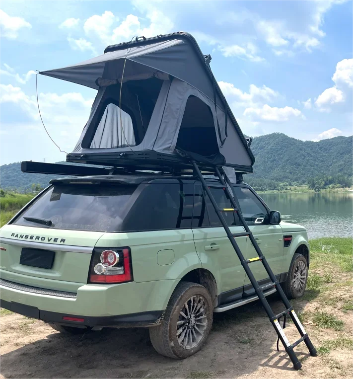 

l New Design Aluminum Triangel Car Roof Top Tent Suv Camping Solor Panel Aluminum Rooftop Tent Hard Shell