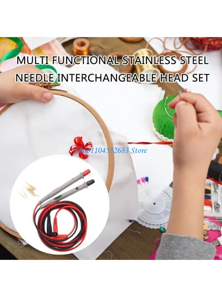 

Y6GD Digital Multimeter Tester Wire Pen Cable Stainless Steel Needle Tip Set Interconvertible Heads for Sewing and Embroidery
