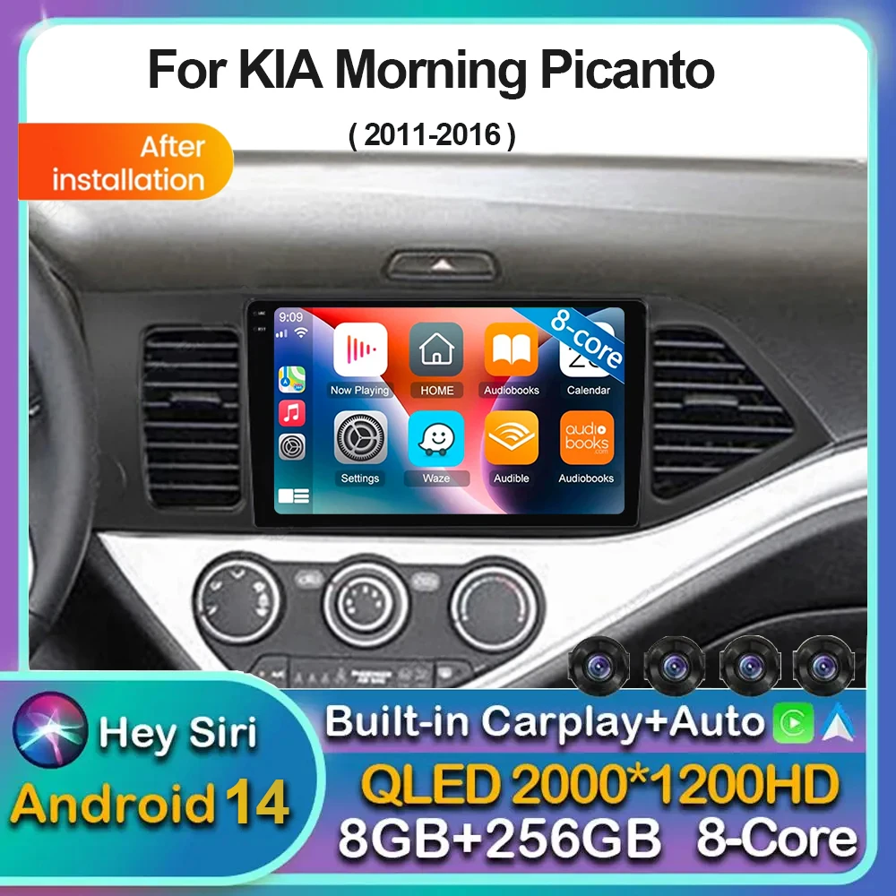 

Android 14 Carplay Auto Car Radio For KIA PICANTO Morning 2011 2012 2013 2014 2015 2016 Multimedia GPS Player Stereo WIFI+4G DSP