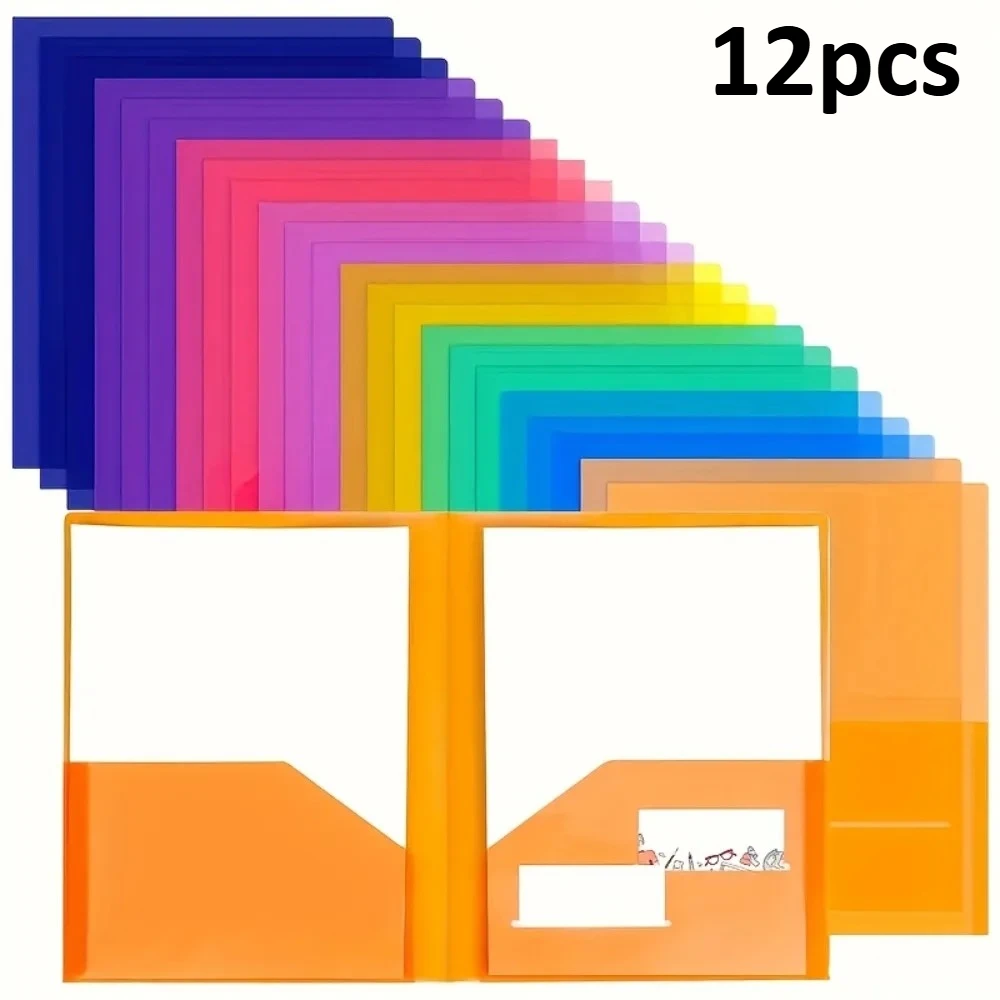 

12 пластиковых папок формата A4/Letter конфетных цветов, органайзер для документов с 2 карманами для школы, офиса, дома, канцелярских товаров, Organizadora