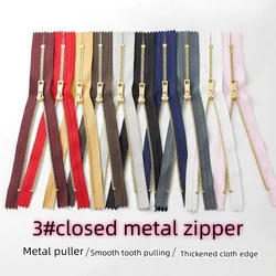 (5pcs)3# handmade bag closed tail metal zipper Light gold teeth titanium alloy teeth zipper  25cm