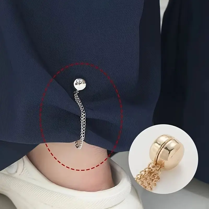

4/2pc Hooks Chain Magnetic Buckle Exquisite Brooch Buckles Roll Up Pants Legs Change Clothes Shorts Trouser Legs Sewing Supplies