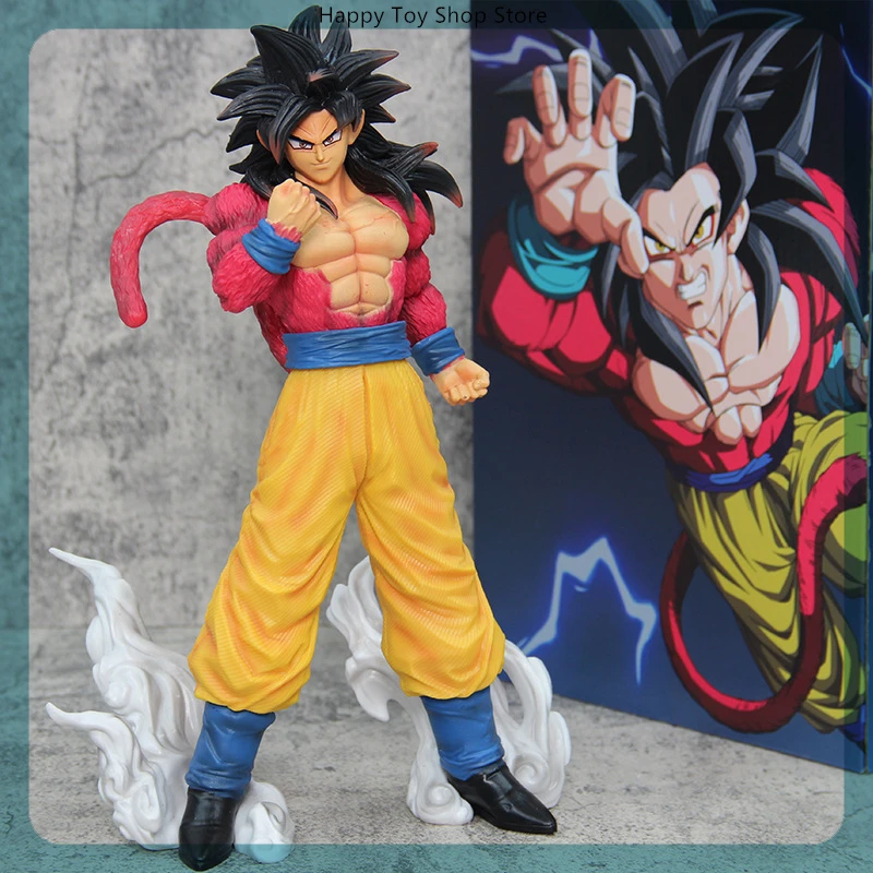 

30cm Dragon Ball Gt Goku Super Saiyan 4 Standing Position Anime Figure Model Statue Collection Desktop Decoration Ornament Toys