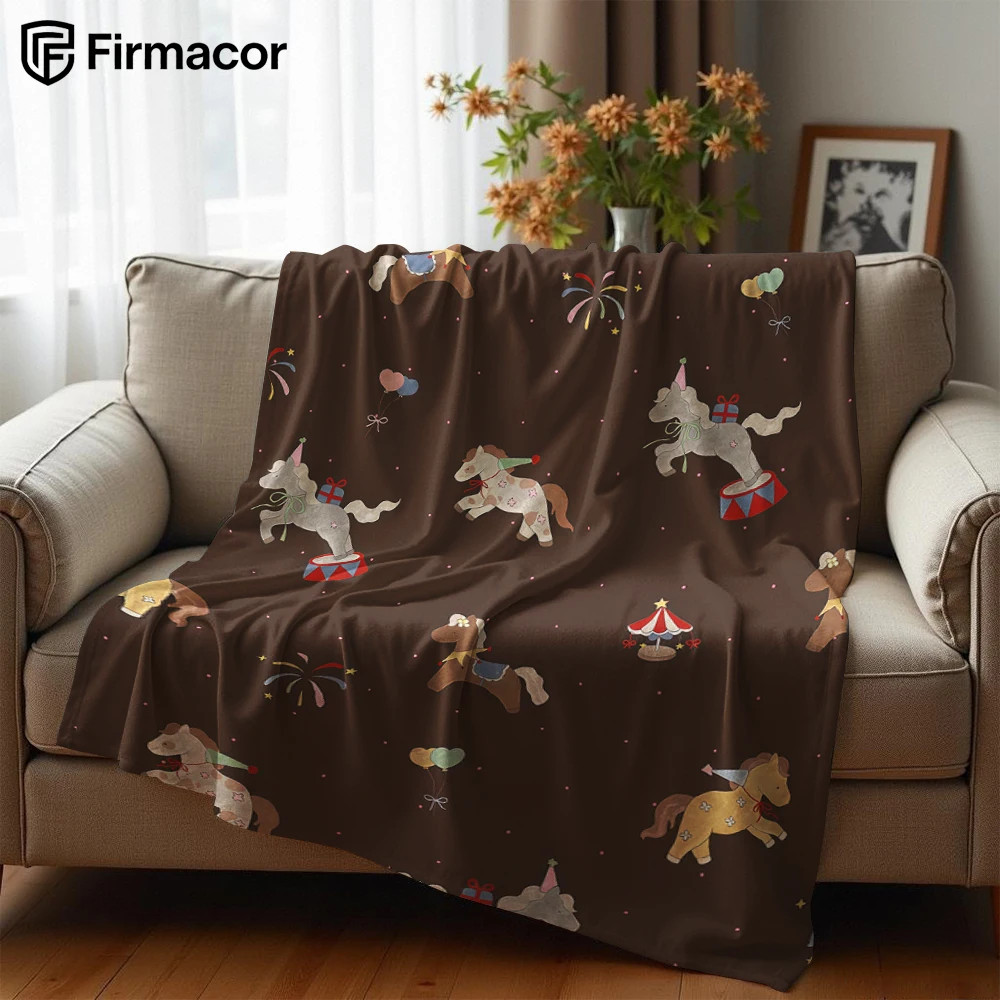 Circus Ponies Lightweight Microfiber Soft Christmas Fleece Blanket Warm Cozy Throw for Bed Sofa Office Travel All Season
